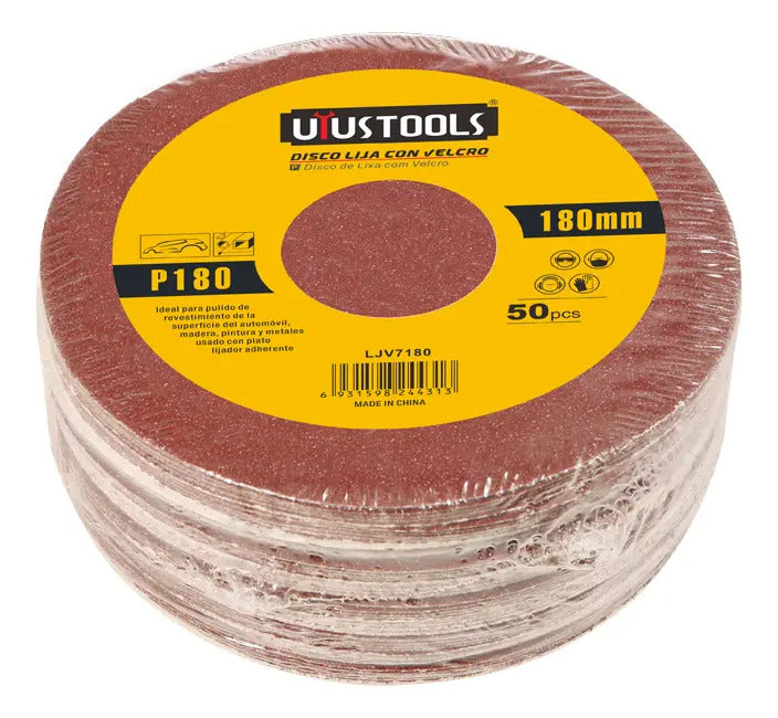 Set 50 Un Disco Lija Con Velcro 7" #180