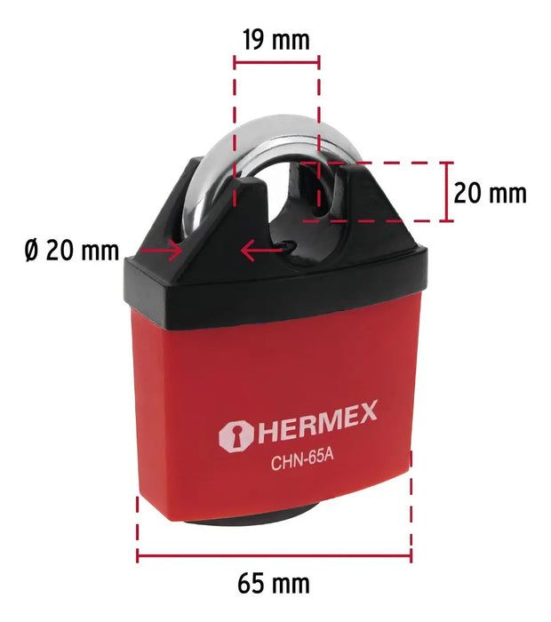 Candado Hierro Anti-corte 65 Mm Hermex Rojo