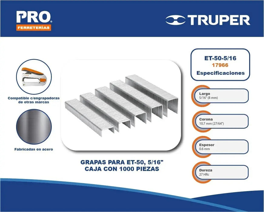 Grapas 5/16 X 1000un