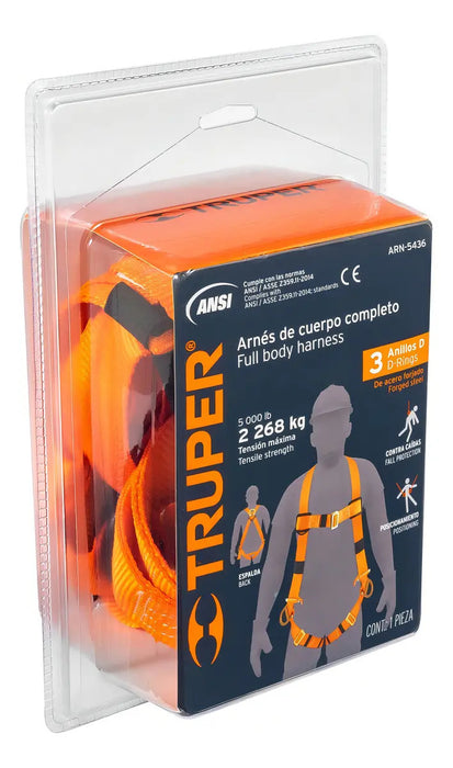 Arnés Truper Talla 40 Posicionamiento Naranja