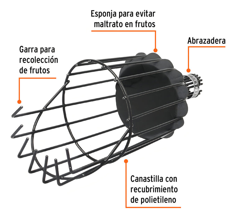 Recolector de Fruta Sin Mango, Polietileno, Negro