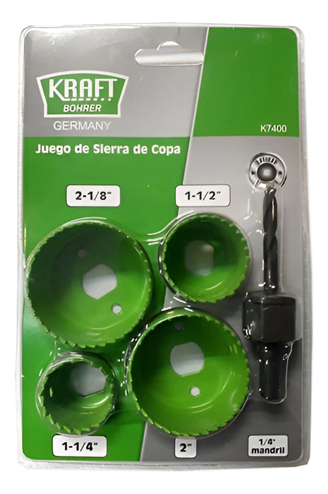 Sierra Copa Kraft Bohrer C/madril 1/4 Jgo.5 Pzas Color Verde