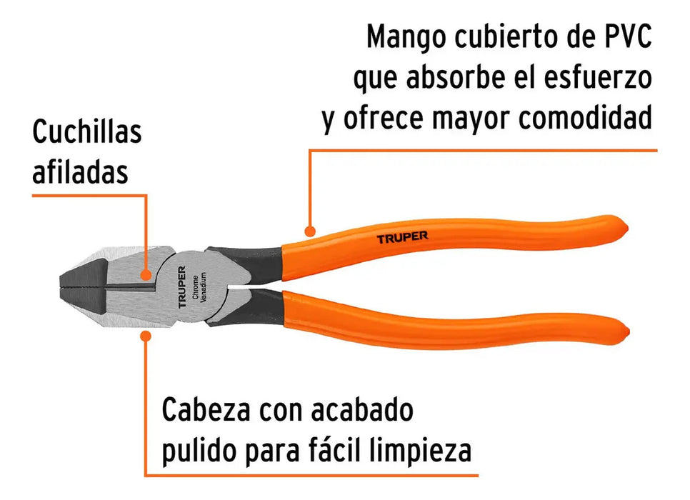 Alicate Profesional Para Electricista 9" Truper