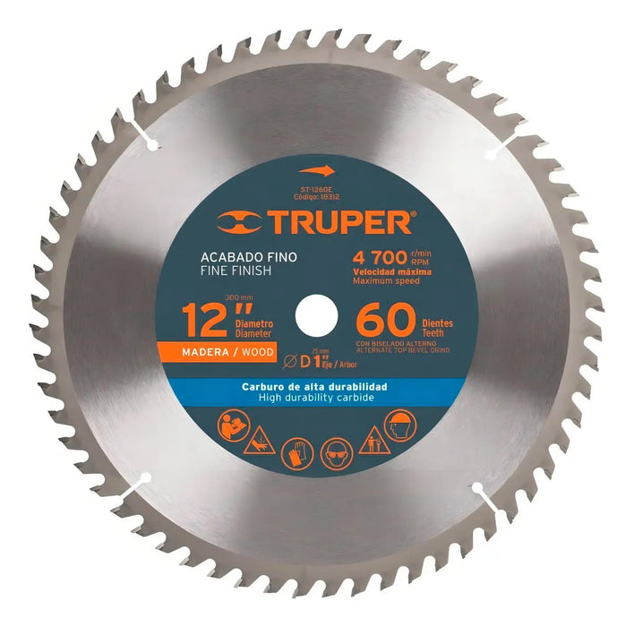 Disco Sierra para Madera 12' 60 Dientes Centro 1' Truper