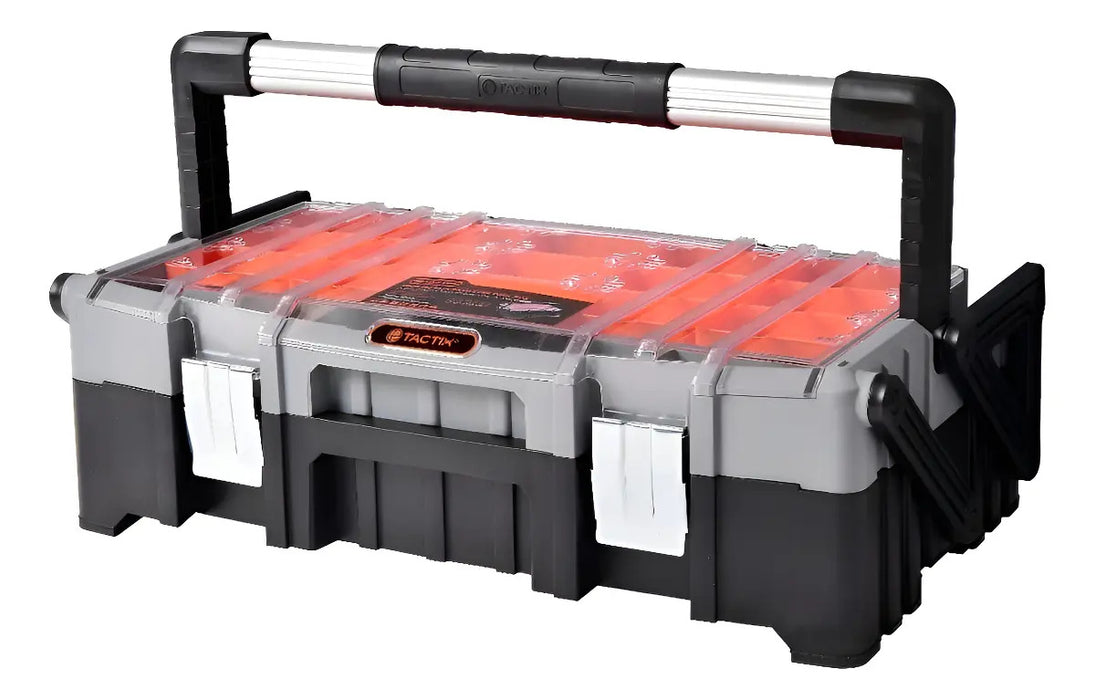 Caja de Herramientas Gavetero Tactix con Mango Aluminio Negro/Naranja