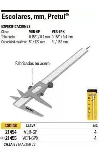 Calibre Medidor Calibrador Acero 152 Mm Pretul
