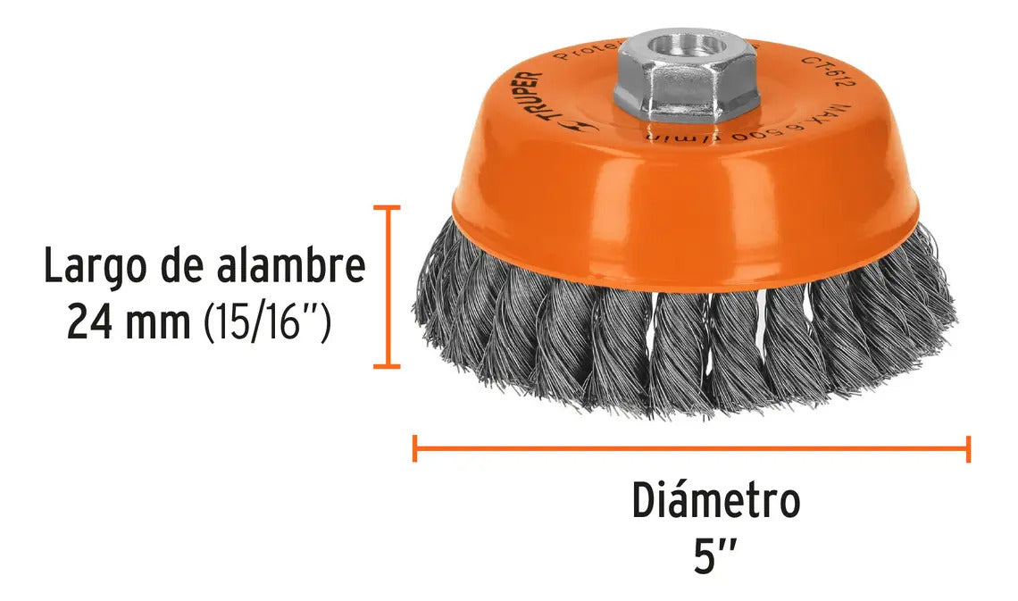 Carda Truper CT-612 Profesional 5'' Naranja Desbaste