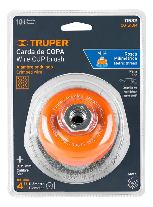 Grata Copa Ondulada Fina 4'' Truper
