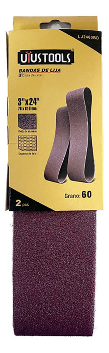 Bandas de Lija 2pcs 3"x24" 60#