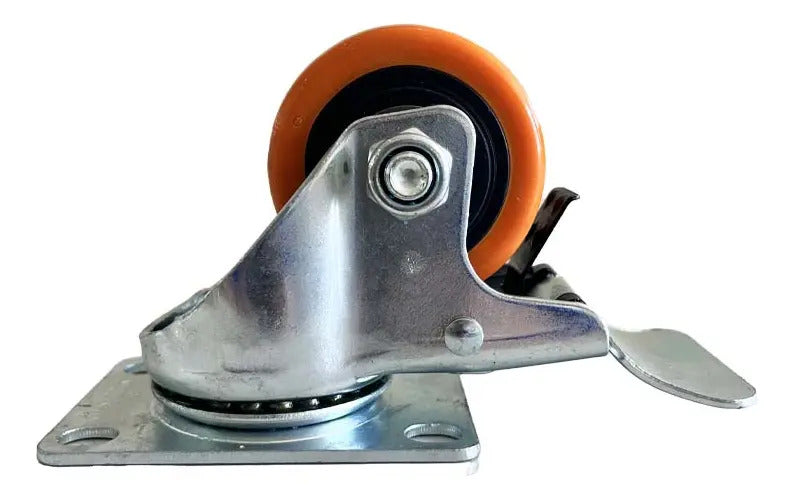 Rueda Industrial Naranjo Con Freno 2.5''