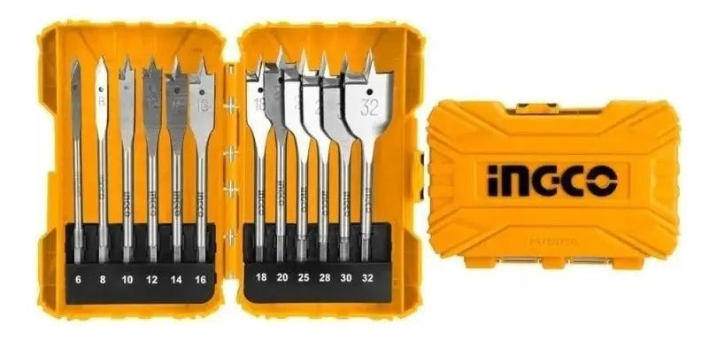 Set De 12 Brocas Planas Para Madera Ingco