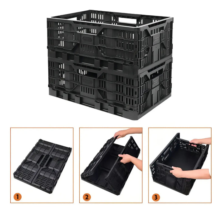 Caja Organizadora Plegable Tactix Negra Plástica 49x54x36cm