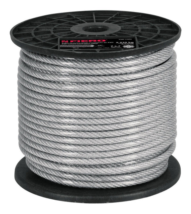 Cable Rígido 1/4'' Acero 7x7 Recubierto PVC, Carrete 75 M