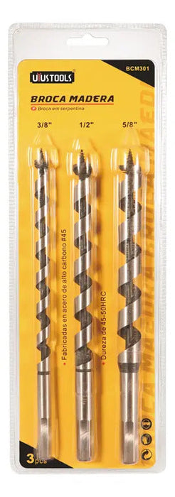 Set 3 Brocas Madera Barreno (Auger Bits)