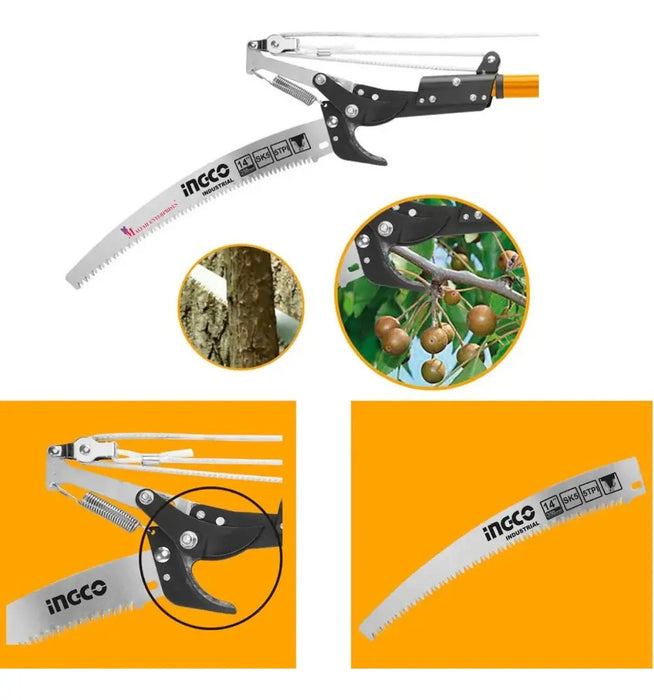Podador de Altura con Tijera y Serrucho para Árboles y Ramas con Mango Ingco