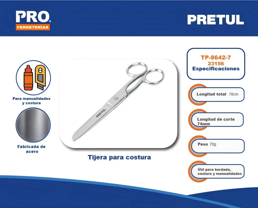 Tijera Pretul Costura/Oficina 7"