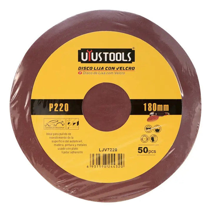 Set 50 Un Disco Lija Con Velcro 7" #220