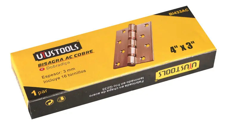 Bisagra 4" X 3" X 3mm Cobre