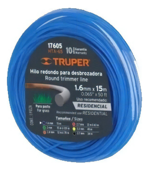 Hilo Nylon Truper HTA-65 1.6mmx15m Rollo Azul