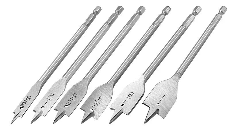 Set 6 Broca Mecha Madera Paleta 3/8'' - 1/2'' - 5/8'' - 3/4'' - 7/8'' - 1''