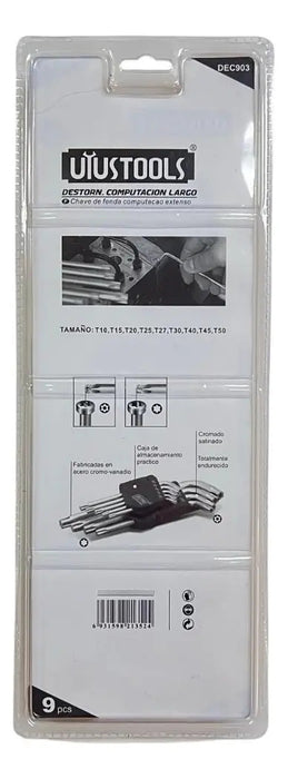 Juego De Llaves Torx 9 Piezas Dec903 Uyustools Cromado