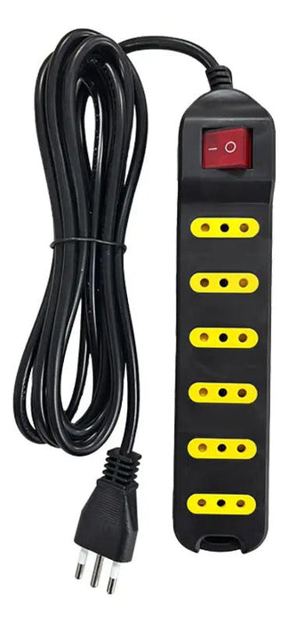 Alargador con Interruptor 6 Tomas 3 Metros Negro