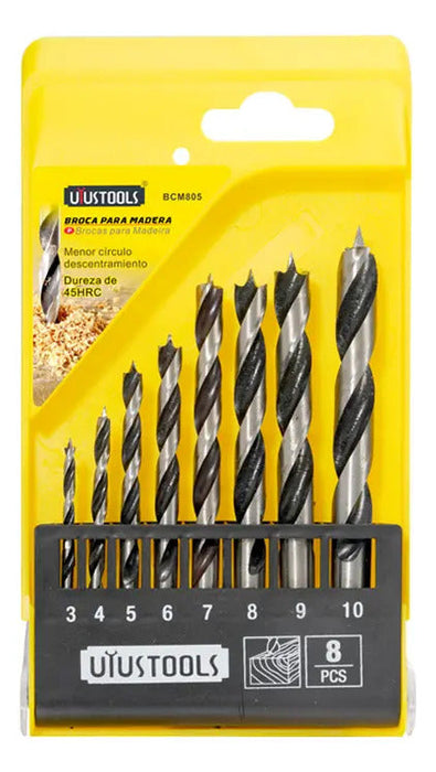 Set 8 Brocas Madera (3-4-5-6-7-8-9-10mm) Uyustools