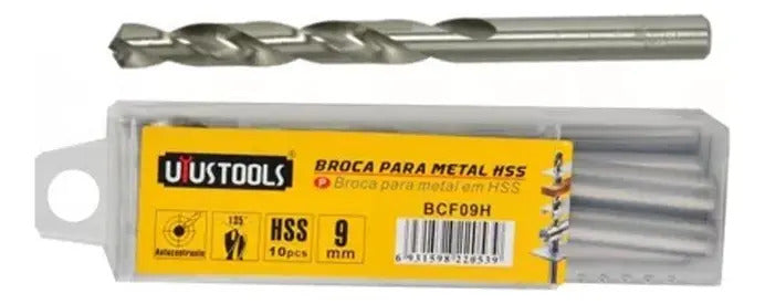 Set 10 Brocas para Metal HSS 9mm