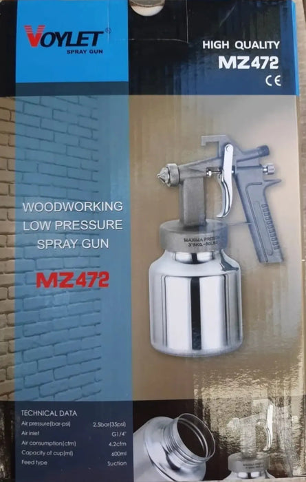 Pistola Para Pintar Baja Presión Voylet MZ-472 600ml Succión Esmaltes