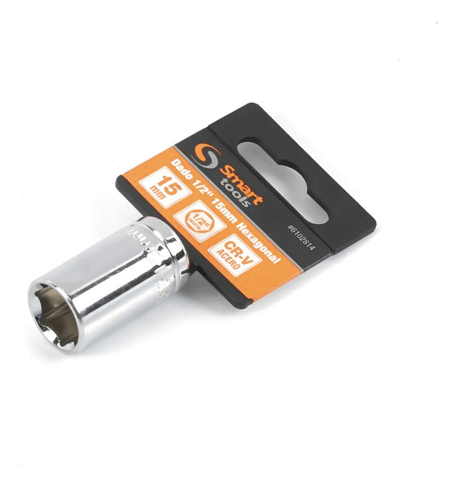 Dado Corto 1/2'' De 15mm Hexagonal - Smart Tools Gris Plateado