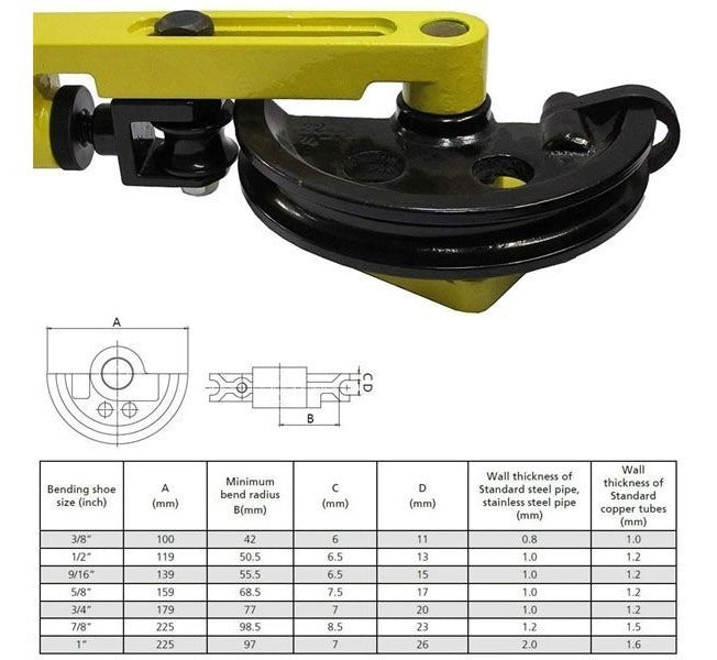 Dobladora De Tubos Manual 3/8''-1'' HHW-25S