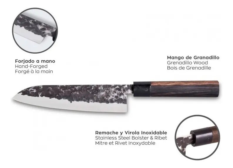 Cuchillo Tres Claveles Santoku Osaka Cocina 18,0 Cms