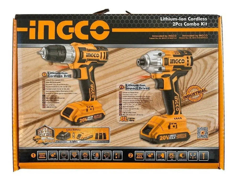 Kit Taladro Inalámbrico + Destornillador de Impacto Ingco