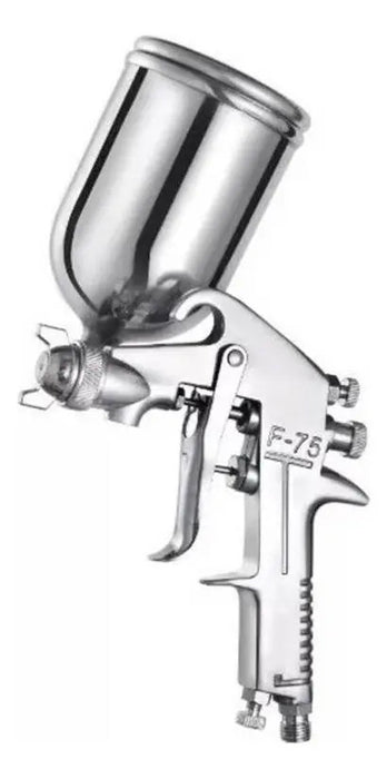 Pistola Pintar Gravedad Voylet F-75 1w Alta Presión 3 Bar 400ml Plateado