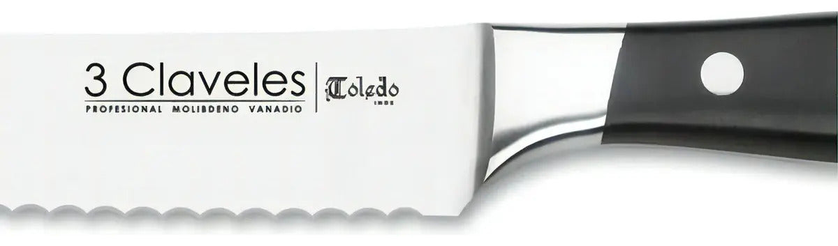 Cuchillo Panero 3 Claveles 20cm Forjado Acero Inoxidable Negro