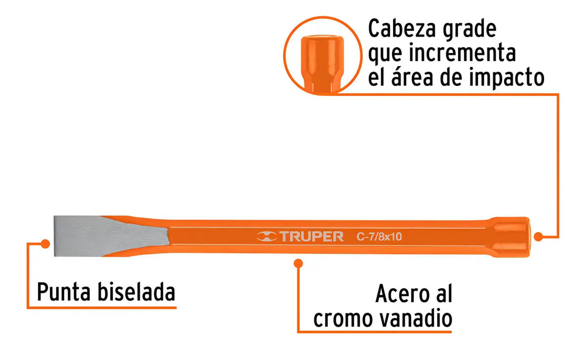 Cincel de Corte Frío 7/8" x 10" Truper C-7/8x10