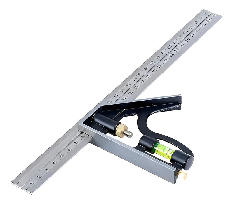 Escuadra Combinada Carpintero Acero 30cm Regla Nivel Tactix