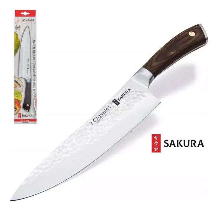 Cuchillo 3 Claveles Sakura Hoja De 20cm Acero Inox Forjada