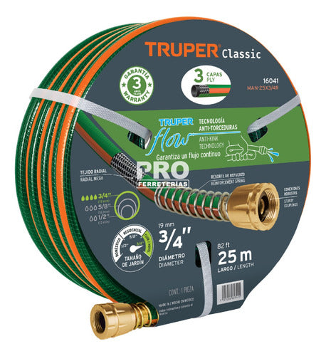 Manguera 1/2'' Reforzada con Conector Metal Truper 20 Mts Verde