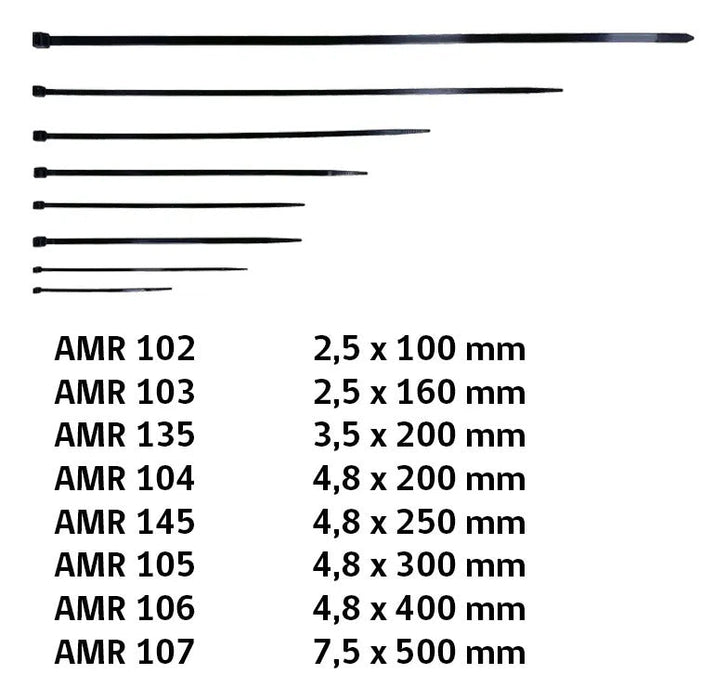 Amarra Plástica Negra 2.5 X 160mm 100un
