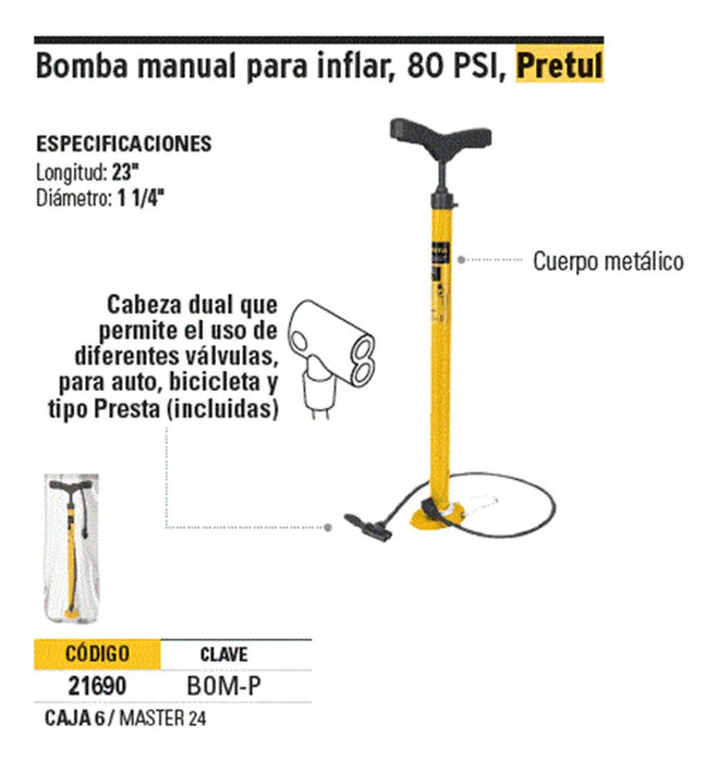 Bomba Para Inflar Llantas de Autos, Bicicletas, Motos