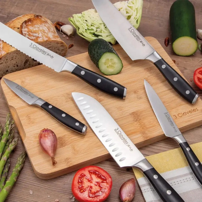 Cuchillo Verduras 3 Claveles Acero Inoxidable Forjado 9cm Negro
