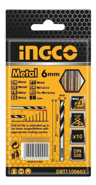 Set Juego Brocas Para Metal 10 Piezas Ingco