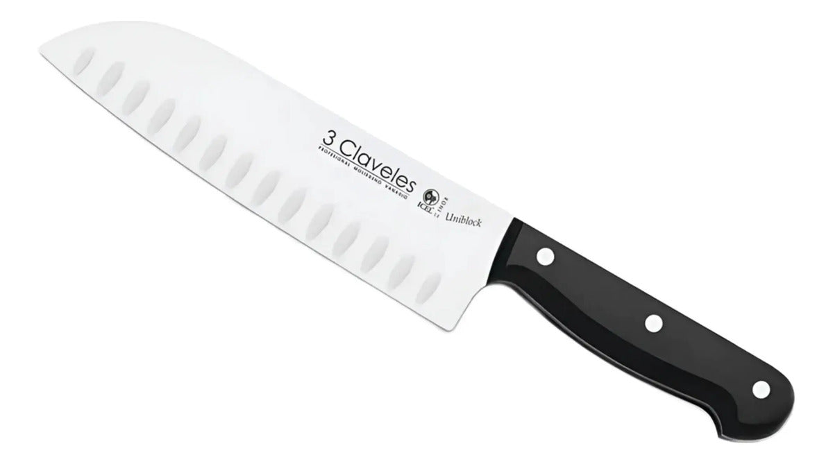 Cuchillo Tres Claveles Santoku Inox Unibl 18 Cms