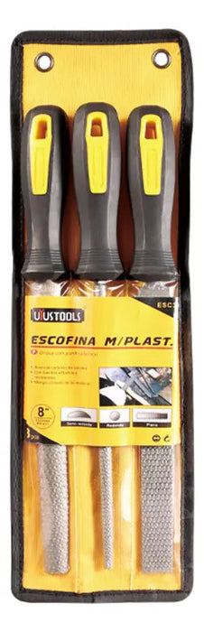 Juego 3 Pcs Escofina Bastarda 8" M/plastico Uyustools