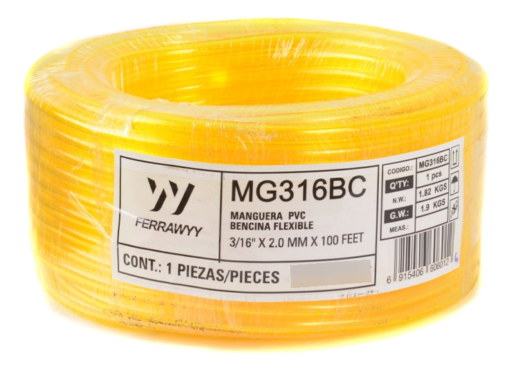 Manguera PVC Bencina Flexible 3/16'' X 2.0mm X 100ft