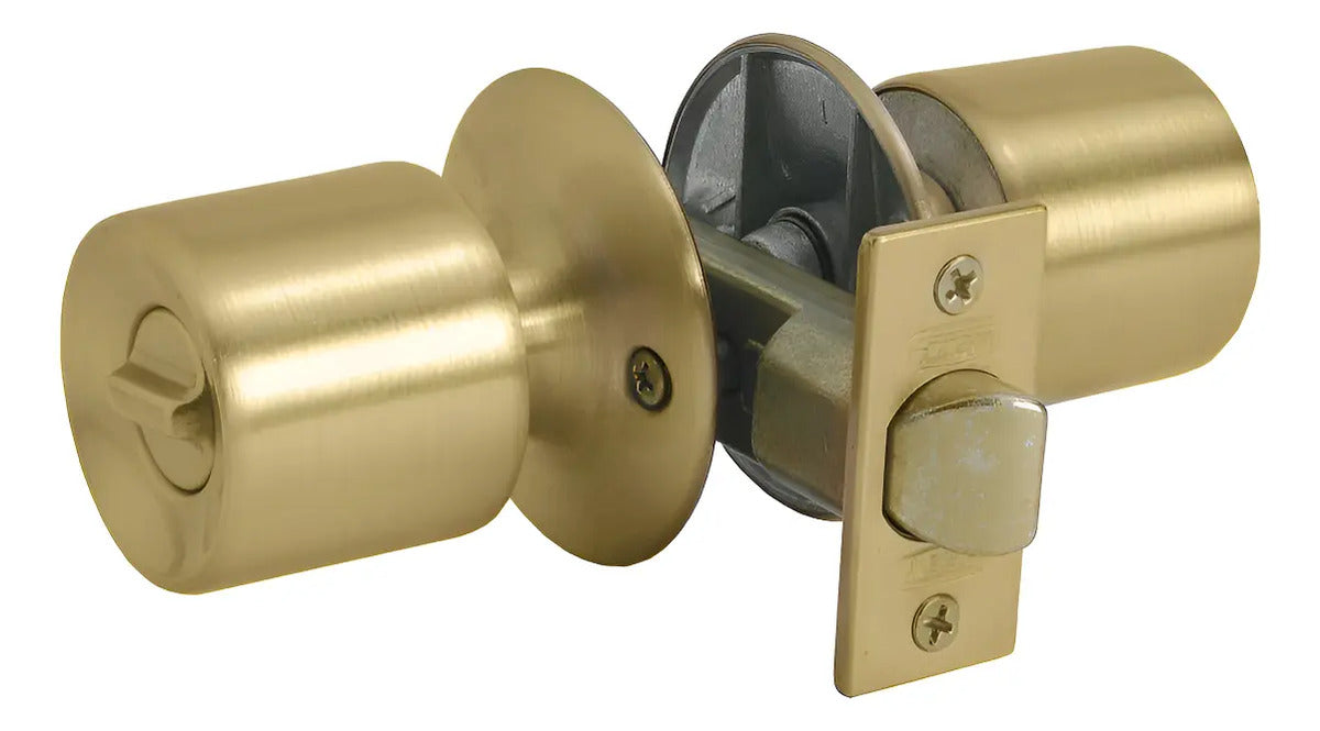Cerradura Scanavini 4044 Bronce Satinado Dormitorio con Seguro Plateado