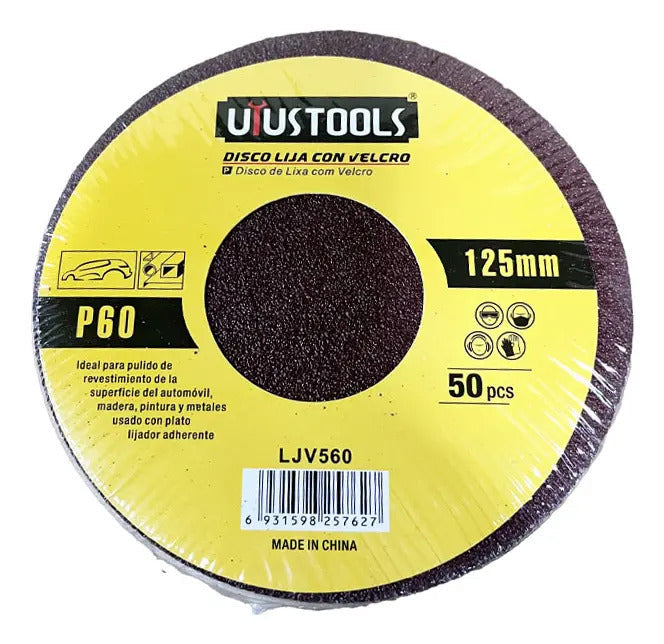 Disco Lija Con Velcro 125mm #60 (50un/set)