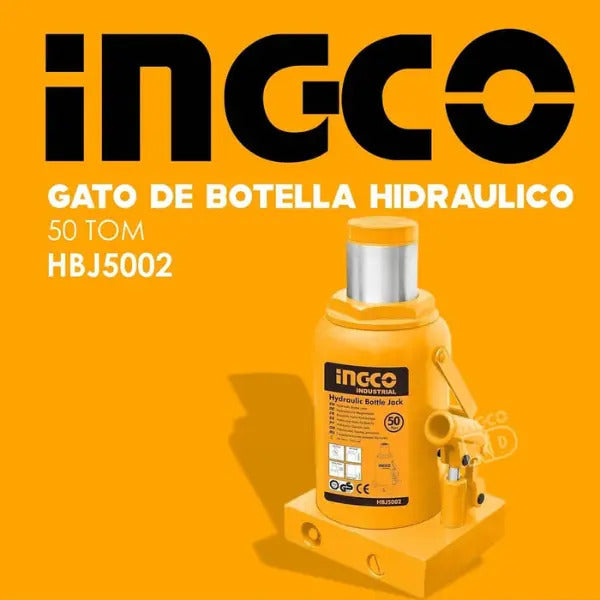 Gata Hidráulica Garage Tipo Botella 50 Toneladas Ingco