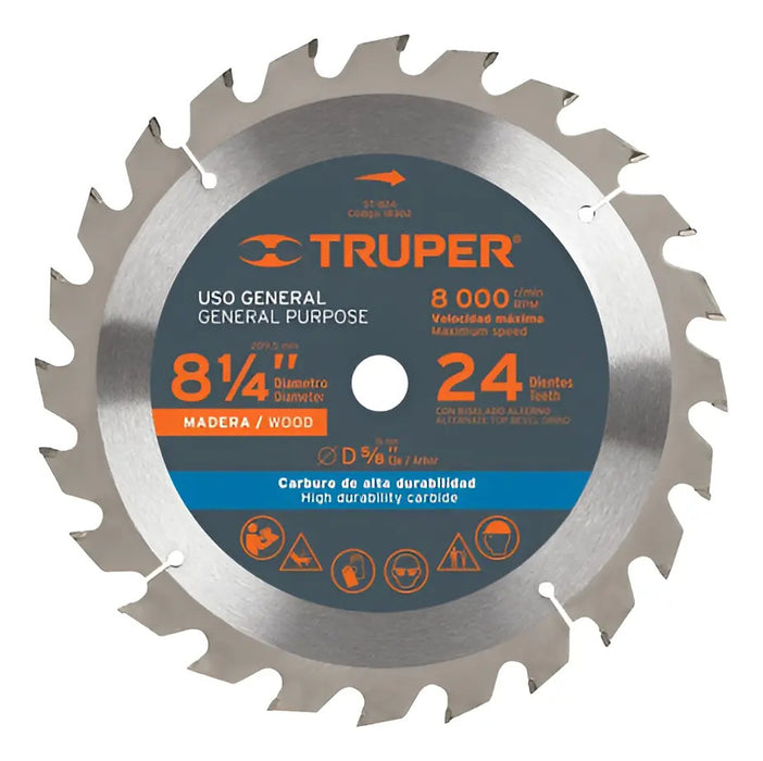 Disco Sierra para Madera 8-1/4'' 24 Dientes, Centro 5/8''